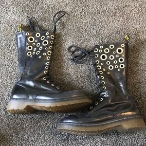 Black 12 Hole Dr. Martens with Golden Grommets